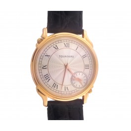 18k Rose Gold Dual Time zone TOURNEAU Watch  35001.64P Quartz