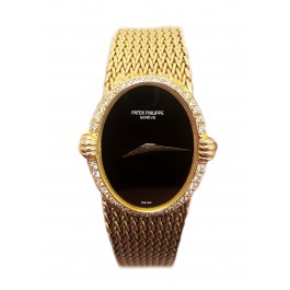 Patek Philippe 4332/1 Ellipse 18K Yellow Gold Diamond Onyx Wind Up Classic Dress Watch