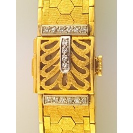 Vintage 18k Yellow Gold Diamond  Ladies Rolex Hidden Watch honeycomb Band