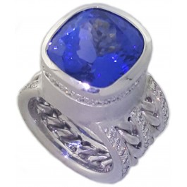 18k White Gold Doris Panos 5.70 Ct D Block Tanzanite Diamond Ring