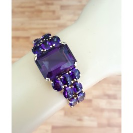  Extravagant 1960s Tiffany 100 cts Siberian Amethyst 14k Gold Bracelet Box