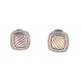 David Yurman Sterling Silver Cable Diamond Albion Earrings 16mm