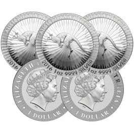 Lot of 5 - 2016 1oz Australian Silver Kangaroo Bullion Coins