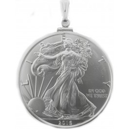2016 Silver Eagle In Sterling Bezel With Bail For Necklace