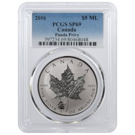 2016 $5 Canadian Silver Maple Leaf Panda Privy PCGS SP69