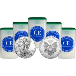 5 Rolls - 2016 Silver American Eagle 1 oz .999 Fine