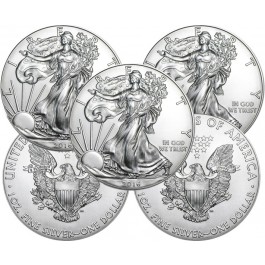 Lot of 5 - 2016 Silver American Eagle 1 oz .999 Fine 