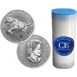 1 Roll - 2016 Canadian $5 1 oz .9999 Fine Silver Predator Series Cougar BU