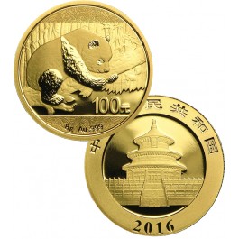 2016 Chinese 100 Yuan 8 gram .999 Fine Gold Panda BU (Sealed)