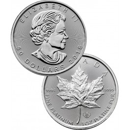 2016 $50 Platinum Canadian Maple Leaf 1 oz .9995 Fine Platinum BU