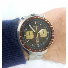 Vintage Brown Seiko Bullhead Automatic 6139-0049 Chronograph