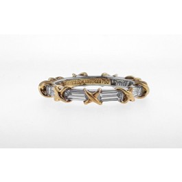 Tiffany & Co Schlumberger Platinum 18k Gold Diamond Baguette Eternity Band Ring