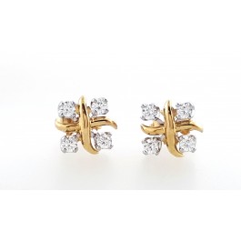 Tiffany & Co Schlumberger Platinum 18k Gold Diamond Lynn Earrings Studs