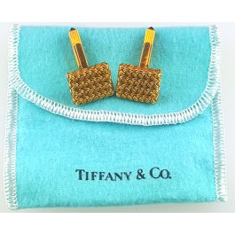 Vintage 18k Gold Tiffany Basket Weave Braided Cufflinks MINT