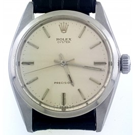 Rolex Precision Vintage Stainless Steel Leather Strap Watch 6427