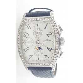 7.95 cts DIamond Alfred Hammel Tonneau triple calendar moon chronograph watch