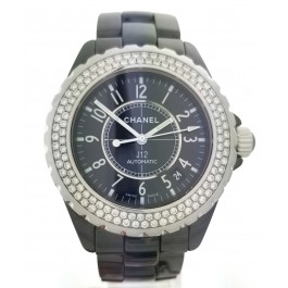 Chanel J12 Automatic 38mm H0969 Black Ceramic Diamond watch Box + Papers