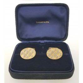 Vintage 18k Gold Tiffany Cufflinks made in France with Original Box