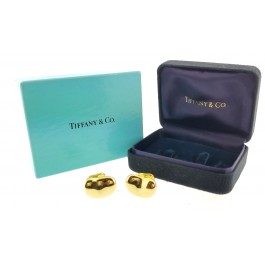 Tiffany & Co Elsa Peretti 18k Yellow Gold Bean Cufflinks With Box
