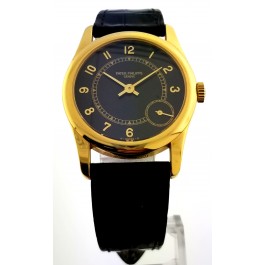 Patek Philippe 18k Yellow Gold Black Calatrava 5000J Automatic Swiss watch