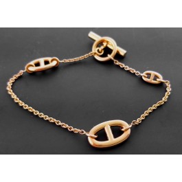 Hermes St Farandole 18k Rose Gold Horsebit Toggle Bracelet 7"