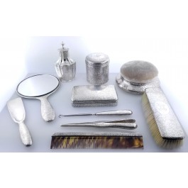 Antique Victorian Late 1800's Tiffany & Co Sterling Silver 10 Piece Vanity Set