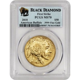 2018 $50 1 oz Gold American Buffalo PCGS MS70 First Strike Black Diamond Label