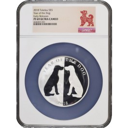 2018 $5 Tokelau Proof Year Of The Dog 1 oz .999 Silver NGC PF69 ER