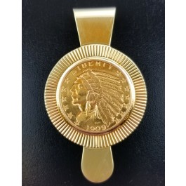 Vintage Tiffany & Co 14k Yellow Gold 1909 $5 Indian Head Half Eagle Money Clip