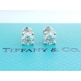 Tiffany Co Platinum 2.08 tcw Diamond Stud Screw Back Earrings W Box Papers Coin Exchange NY