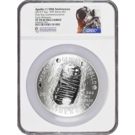 2019 P $1 Proof Apollo 11 50th Anniversary 5 oz Silver Dollar NGC PF70 UC ER