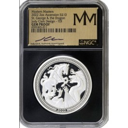 2022 £10 Ascension Jody Clarks St. George & The Dragon 2 oz Silver NGC Gem Proof