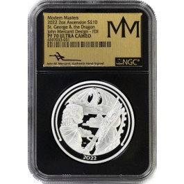 2022 £10 Ascension Mercanti Proof St George & The Dragon 2 oz Silver NGC PF70 UC