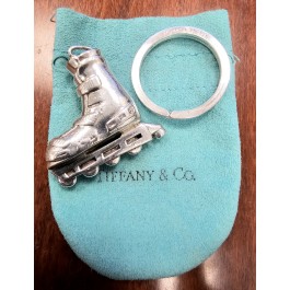 Vintage Tiffany & Co Sterling Silver Roller Skate Blade Charm Key Ring Keychain