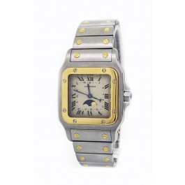 Cartier Santos Galbee 29mm 18k Stainless Steel Moon Phase Quartz Watch 119901