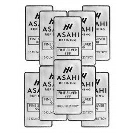 Lot Of 10 Asahi Refining 10 oz .999 Fine Silver Bars New Sealed