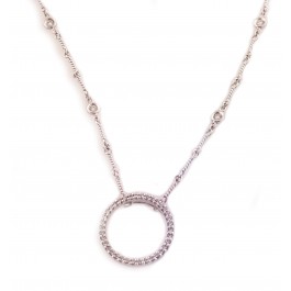 18K White Gold Roberto Coin .56 ct Diamond Circle Eternity Pendant 6 Stations By yard Necklace 