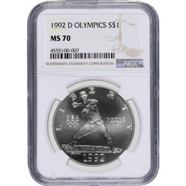 1992 D $1 XXV Olympiad Commemorative Silver Dollar NGC MS70