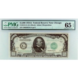 1934A $1000 Bill Chicago PMG 65 EPQ FR#2212-G (GA Block)