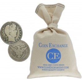 $100 Face Value Bag 90% Silver Barber Half Dollars Full Dates