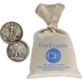 $100 Face Value Bag 90% Silver Walking Liberty Half Dollars Full Dates