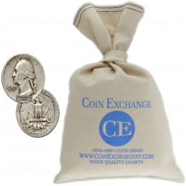 Bag Of 2000 $500 Face Value 90% Silver Washington Quarters Circulated Full Dates