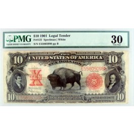 Series of 1901 $10 United States Bison Note Fr#122 VF30 PMG