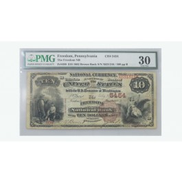 Series of 1882 $10 The Freedom National Bank Note Pennsylvania Fr#490 PMG VF30