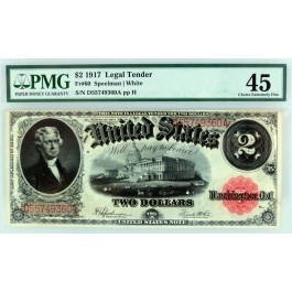 Series of 1917 $2 Legal Tender Fr#60 Speelman/White PMG Ch EF45