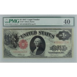 Series of 1917 $1 Legal Tender Fr#37 PMG EF40