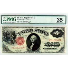Series of 1917 $1 Legal Tender Fr#37 Elliott/Burke PMG Ch VF35