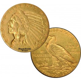 Random Year (1908 - 1929) $5 Indian Head  Half Eagle Gold AU