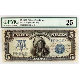 Series of 1899 $5 Indian Chief Silver Certificate Fr#275 VF25 PMG