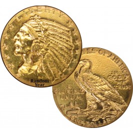 Random Year (1908 - 1929) $5 Indian Head  Half Eagle Gold Cleaned
